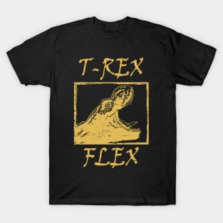 T-Rex Flex Dino Distressed Retro Yellow T-Shirt